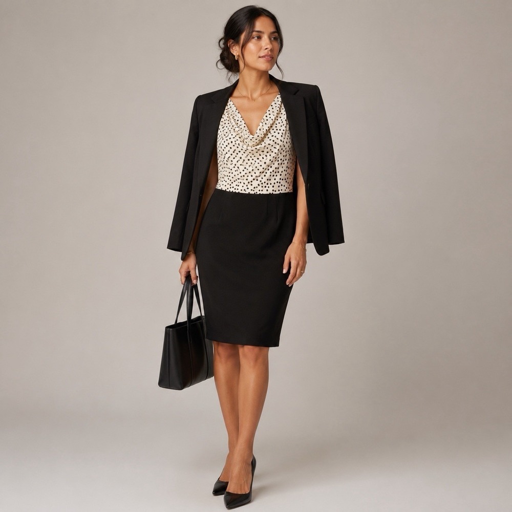 ALYX Woman polka dot sheath dress size 16 NWT career cocktail knee length